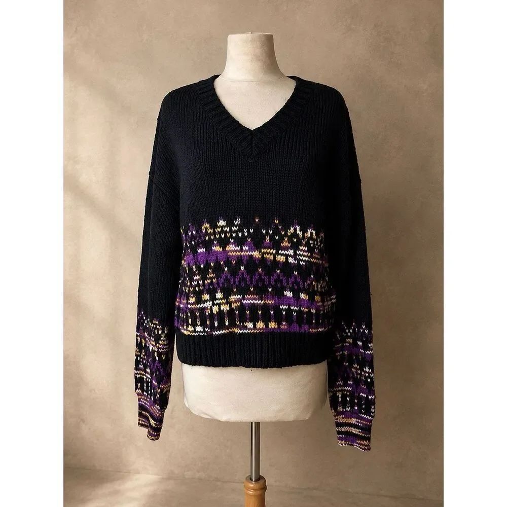 Scotch & Soda Sz M Maison Scotch Metallic Fair Isle Wool-Blend Sweater